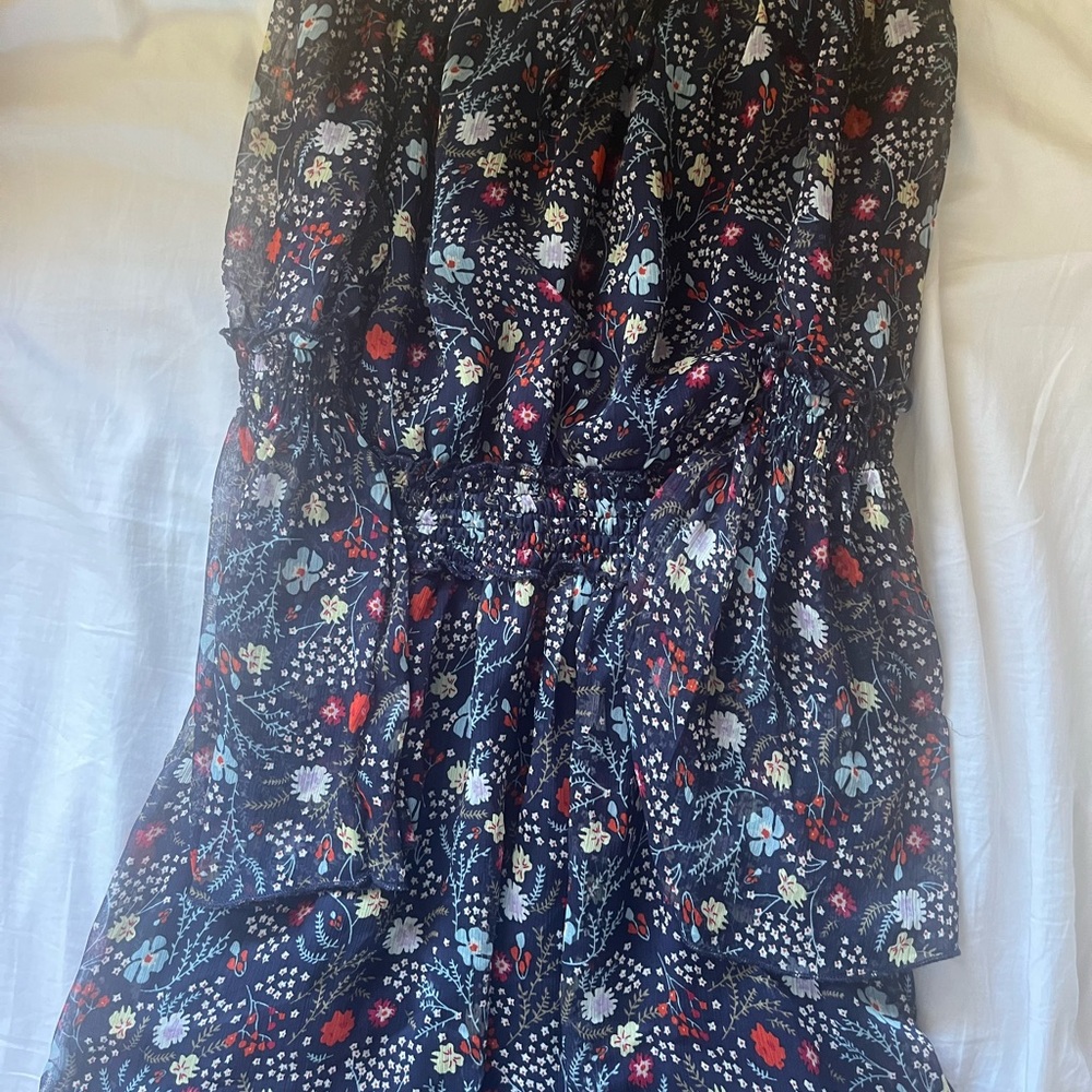 Pink and Blue Ruched Bubble Midi Skirt